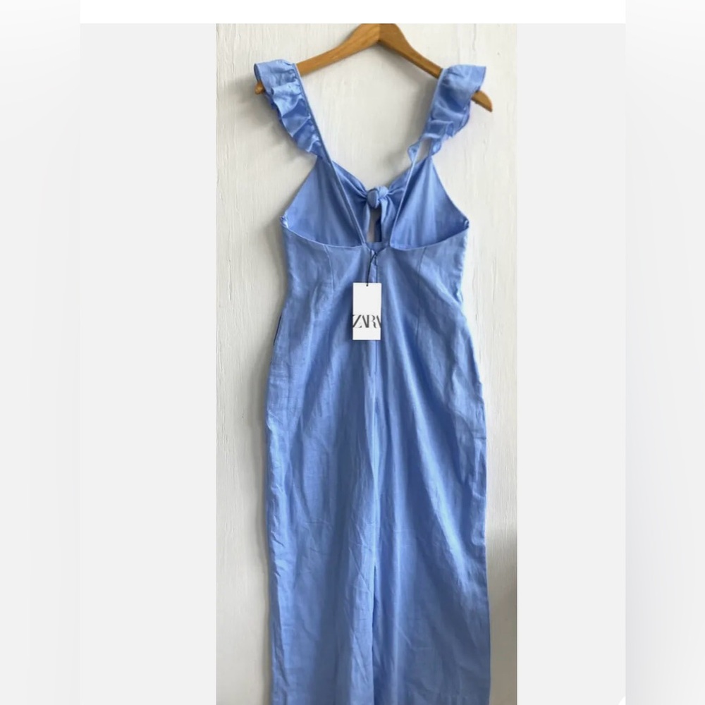 Zara Light Blue Ruffled Jumpsuit - Picture 3 of 5